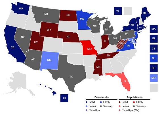 map of states for 2024 elections for U.S. Senate